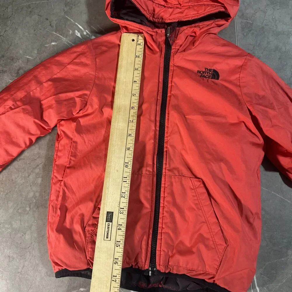 North Face Boys’ Reversible Jacket Red Black Plaid Size 5 Youth Toddler